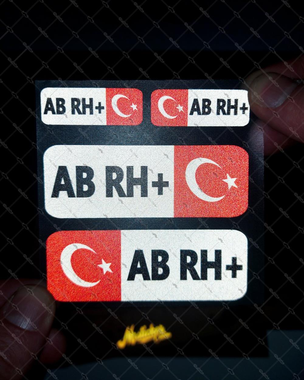 BT07 Reflektif AB Rh Pozitif (+) Kan Grubu Etiket Seti