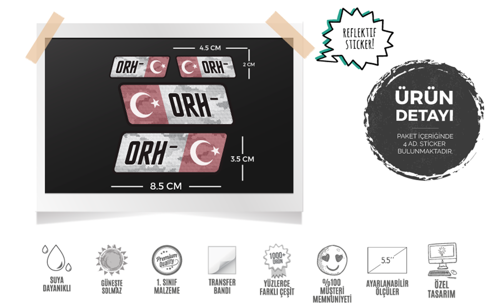 BT11 Reflektif 0 Rh Negatif (-) Kan Grubu Etiket Seti