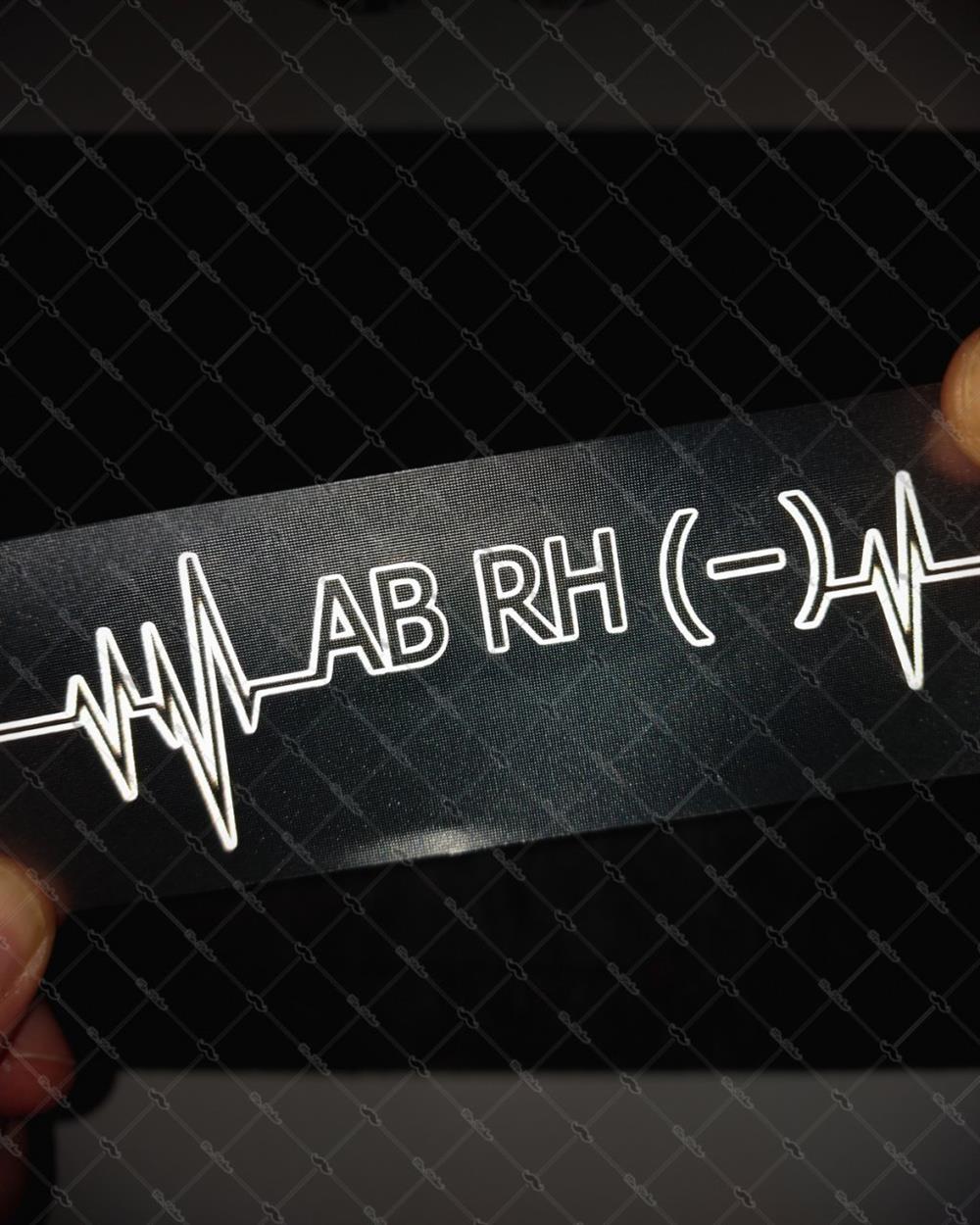 BT48S Kalp Ritmi Desenli AB Rh Negatif (-) Kan Grubu Etiketi - 2 li Set