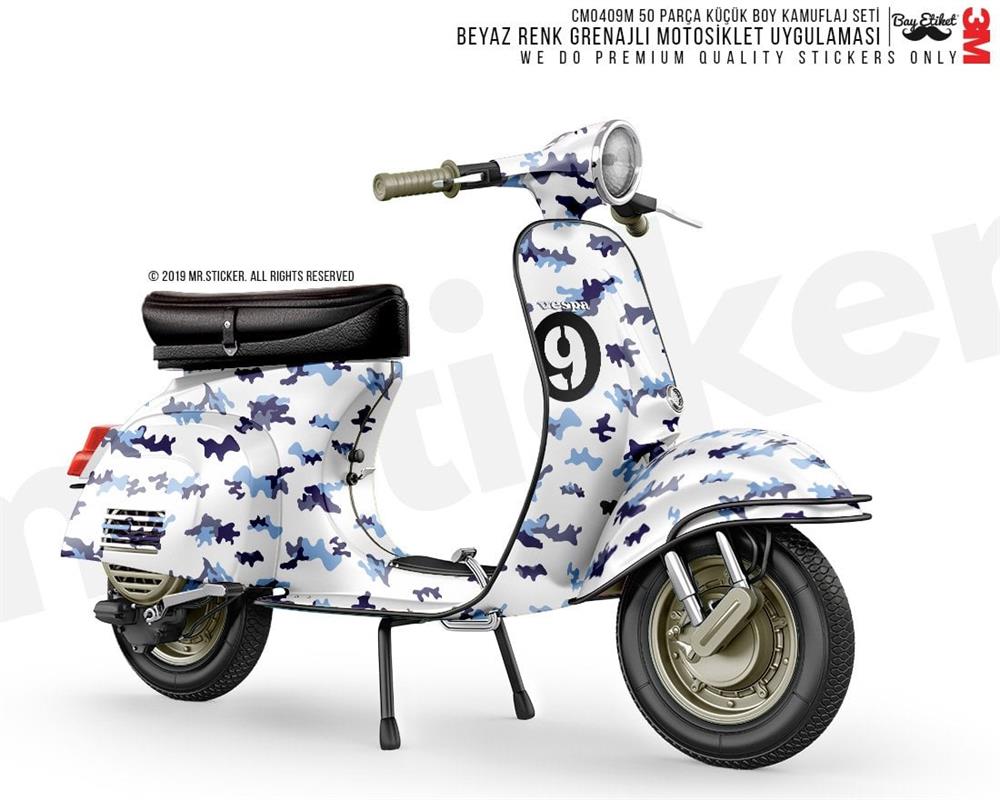 CMO409M - Kask ve Motosiklet Kaplamaya Uygun 50 Parca Kucuk Boy Kamuflaj Seti