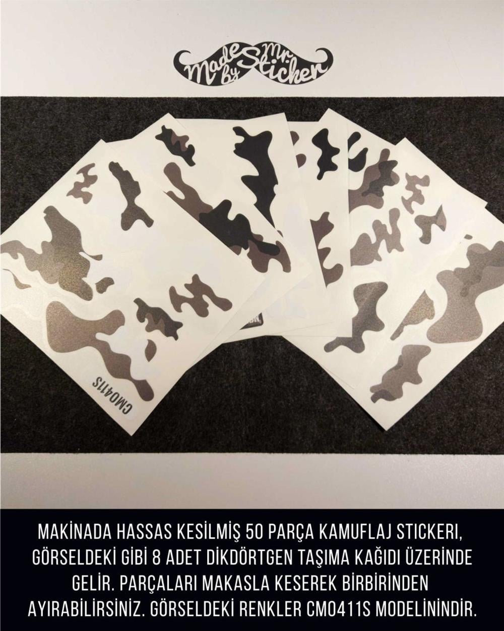 CMO411L - Motosiklet Kaplamaya Uygun 50 Parca Orta Boy Kamuflaj Seti