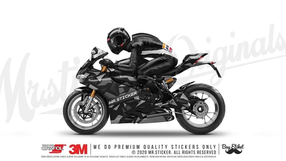 CMO501M - 45 Parca Ucgen Kamuflaj Seti - (Siyah-Gri-Fume)