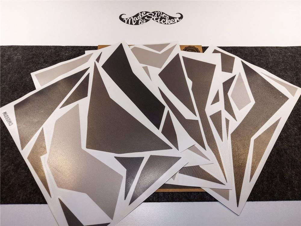 CMO501M - 45 Parca Ucgen Kamuflaj Seti - (Siyah-Gri-Fume)