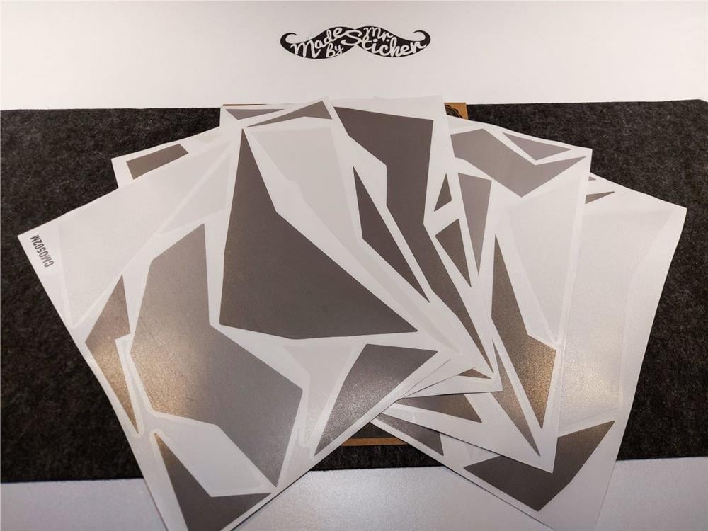 CMO502M - 45 Parca Ucgen Kamuflaj Seti (Koyu Gri-Kirli Beyaz-Gri)