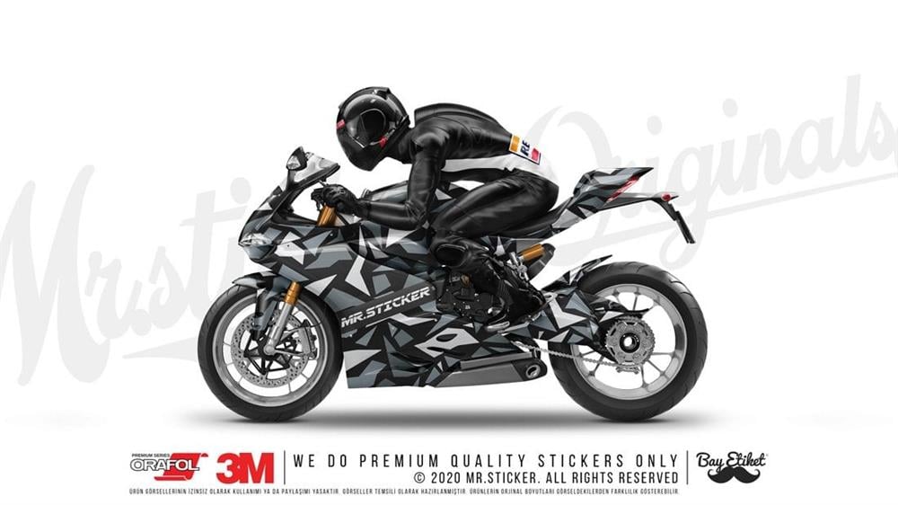 CMO502M - 45 Parca Ucgen Kamuflaj Seti (Koyu Gri-Kirli Beyaz-Gri)