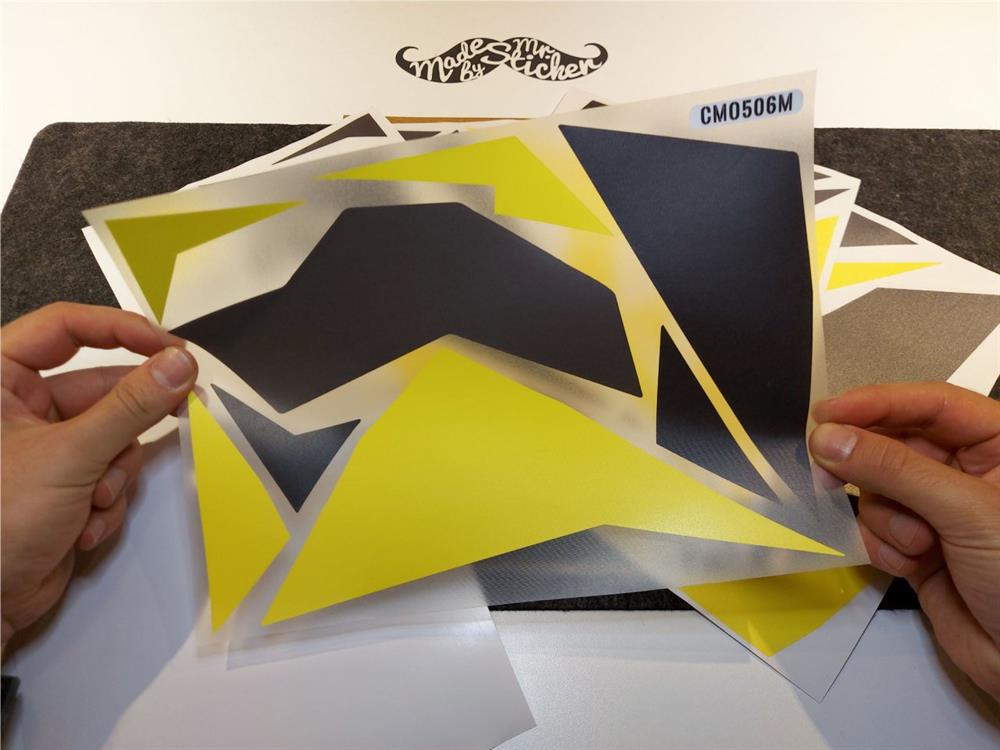 CMO506M - 45 Parca Ucgen Kamuflaj Seti (Sarı-Füme-Siyah)