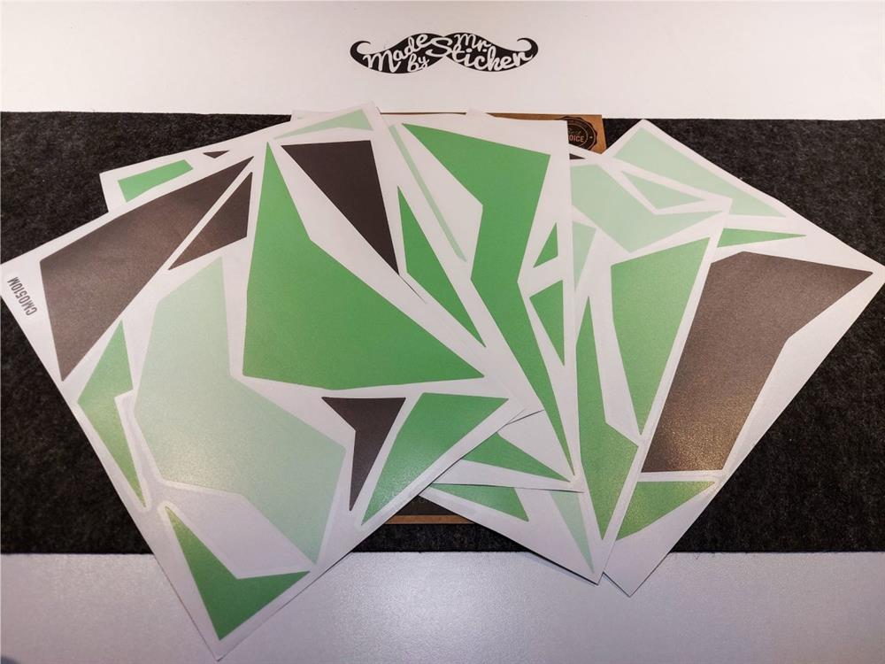 CMO510M - 45 Parca Ucgen Kamuflaj Seti (Yeşil-Füme-Açik Yeşil)