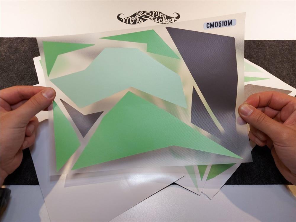 CMO510M - 45 Parca Ucgen Kamuflaj Seti (Yeşil-Füme-Açik Yeşil)