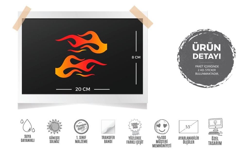 CW8 Alev Etiket Seti - 2 Parca -Simetrik
