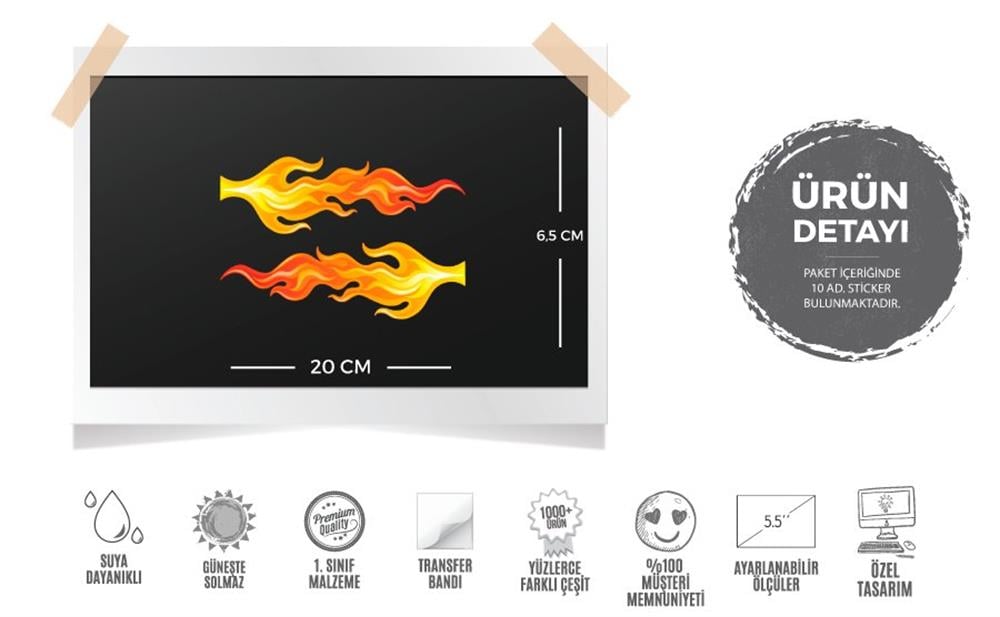 CW9 Alev Etiket Seti - 2 Parca - Simetrik