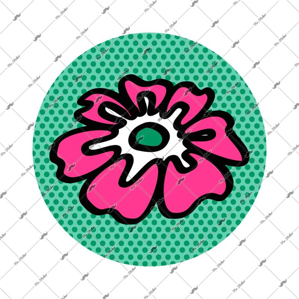 FLW6 Pembe Yesil Cicek Etiketi