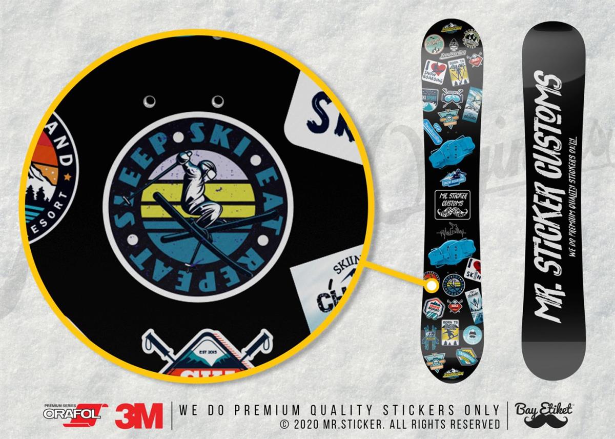 HBG96 Sleep Ski Eat Repeat Yazili Etiket
