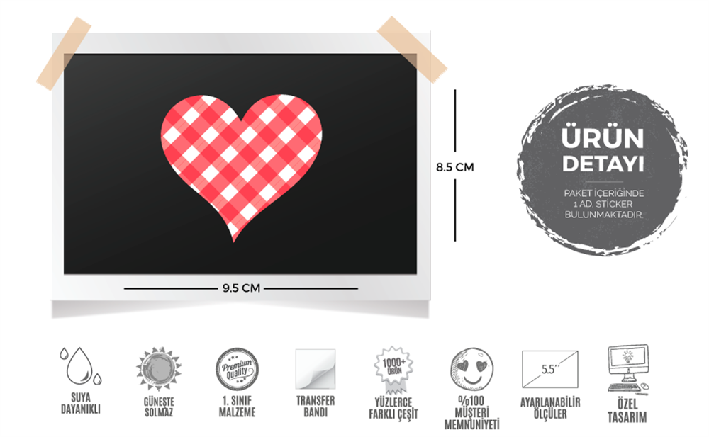 HRT6 Ekoseli Kalp Etiketi