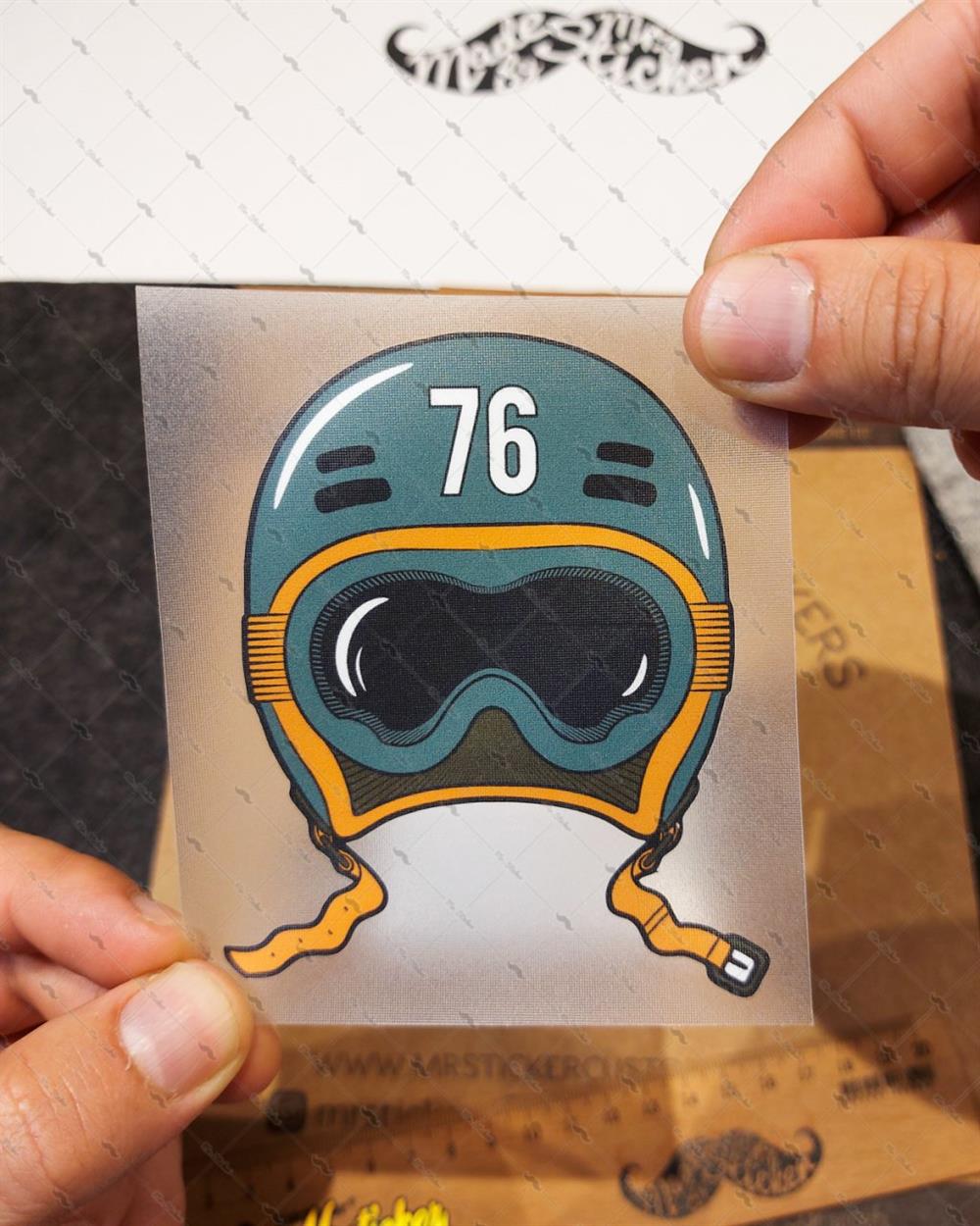 MSL34 Yesil No 76 Vintage Kask Etiketi