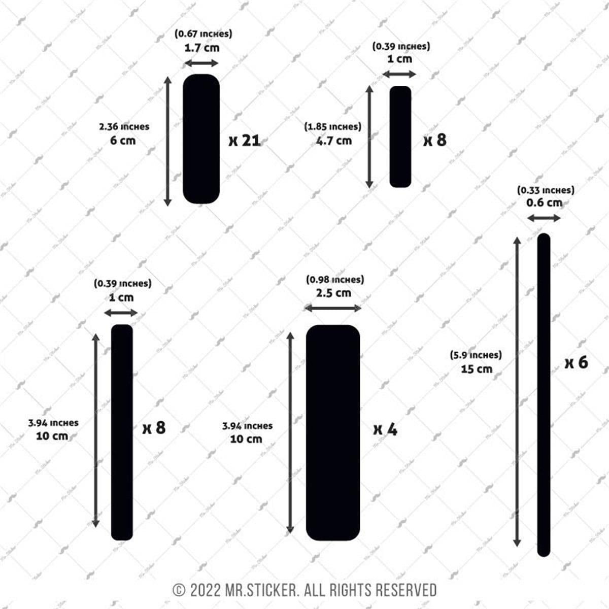 RFBK2 47 Parca Siyah Reflektif Serit Seti