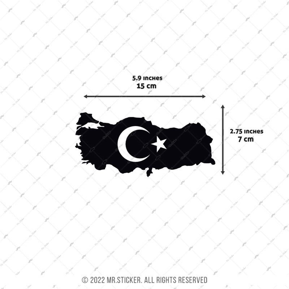 RFBK33 Siyah Reflektif Ay Yıldızlı Türkiye Haritası