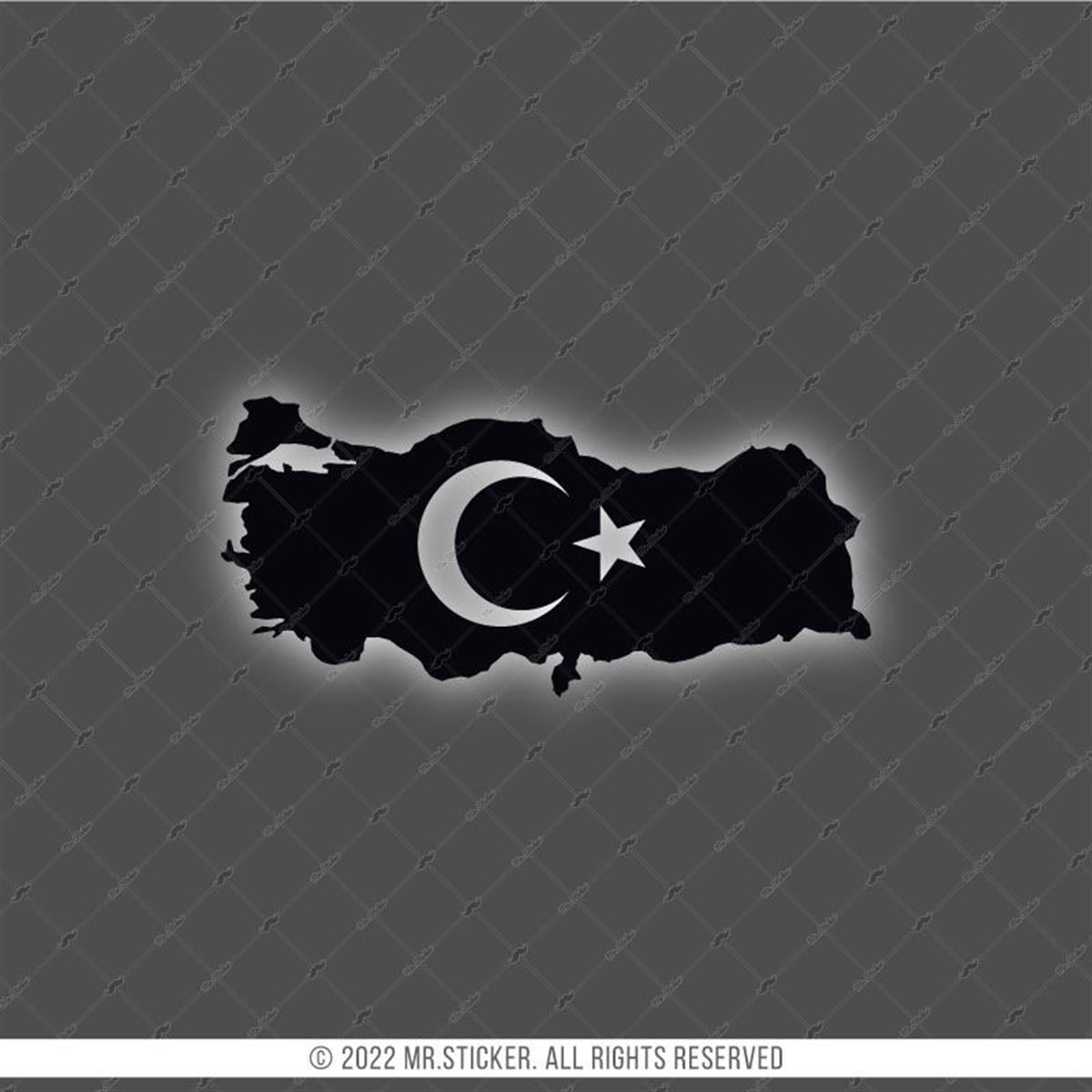 RFBK33 Siyah Reflektif Ay Yıldızlı Türkiye Haritası