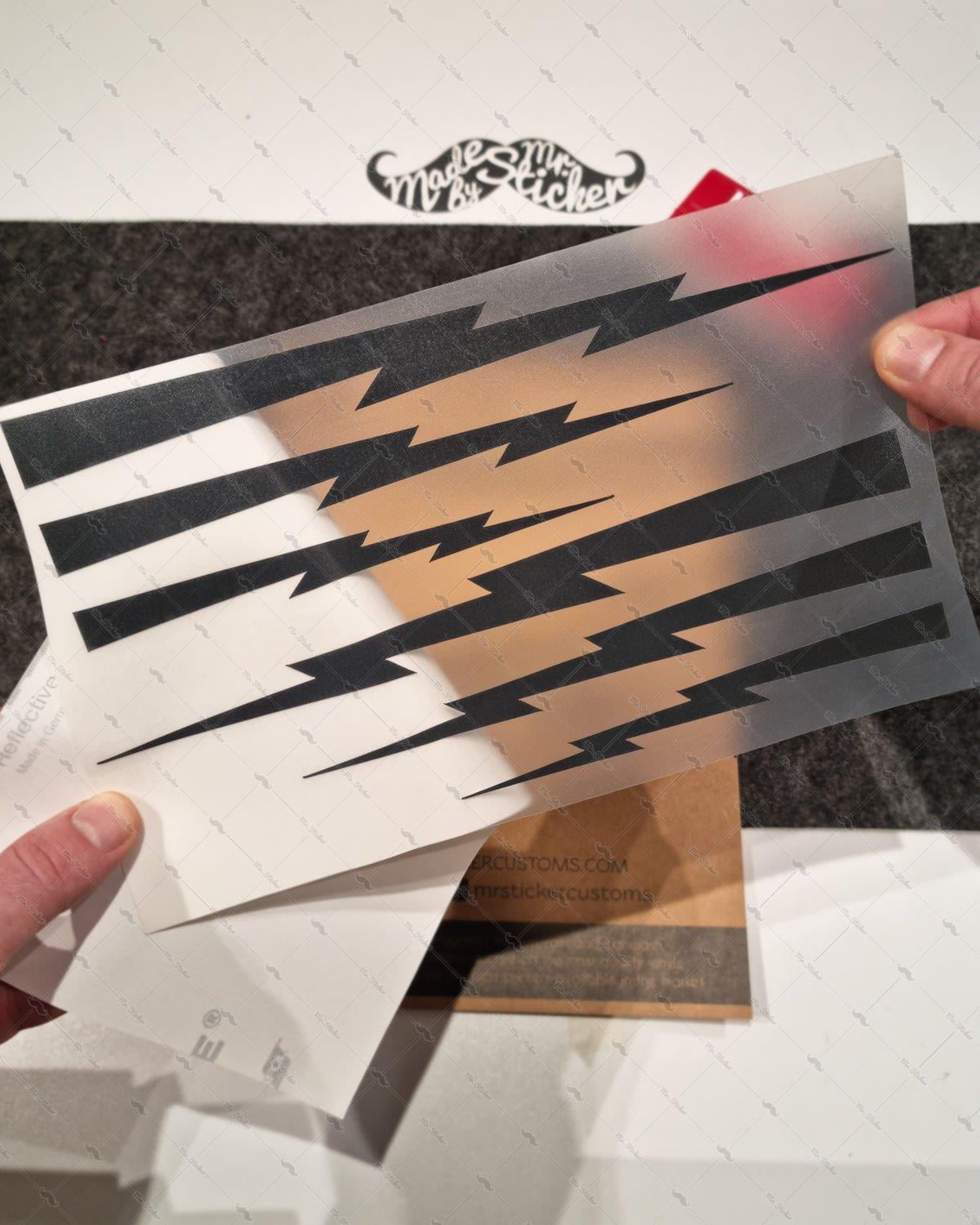 RFBK36 Siyah Reflektif Yıldırım Seti Simetrik 6lı Set