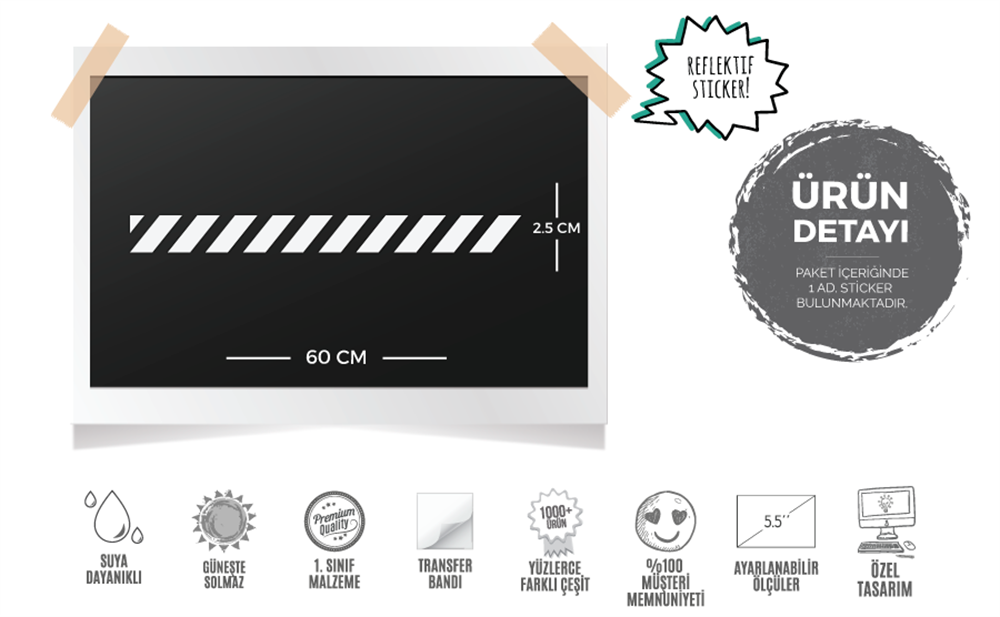 RFHLM125 Reflektif Kesikli Serit (Kaska Uygun)