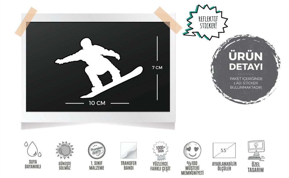 RFHLM132 Reflektif Snowboardcu Silueti Etiketi