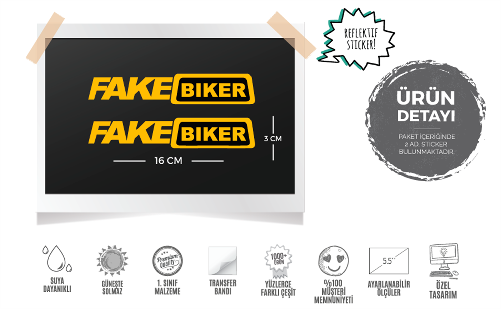 RFHLM133 Reflektif Fake Biker Yazili Etiket 2 li Set