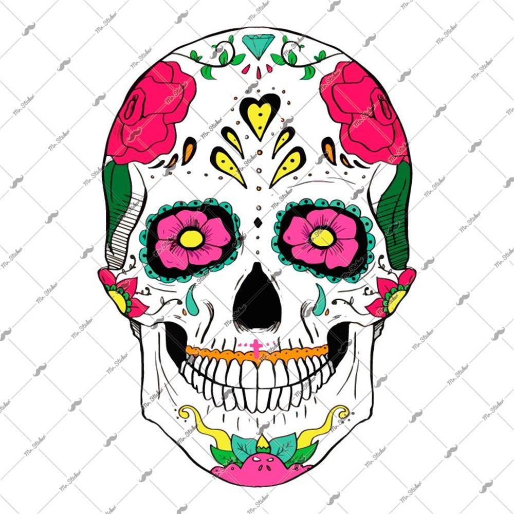 RFHLM15 Reflektif Sugarskull Kurukafa Etiketi