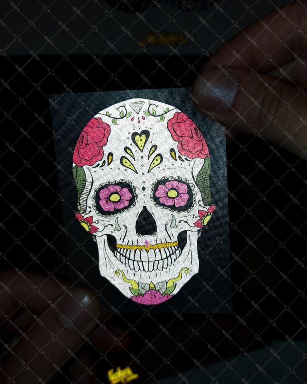 RFHLM15 Reflektif Sugarskull Kurukafa Etiketi