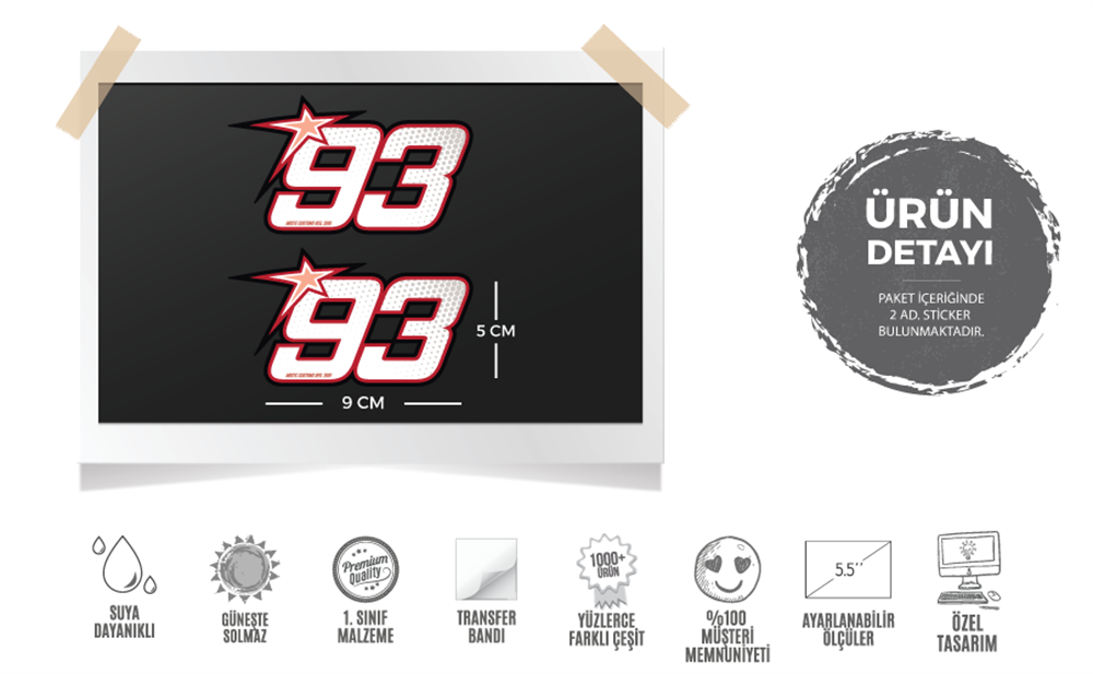 RFHLM153 Reflektif 93 Numara Etiketi 2 li Set