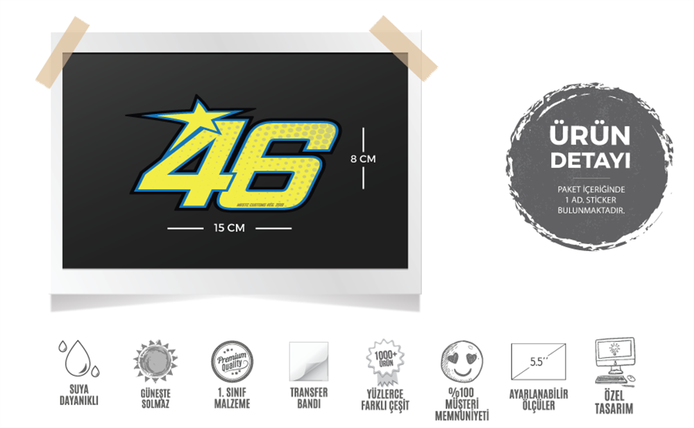 RFHLM159 Reflektif 46 Numara Etiketi Buyuk Boy