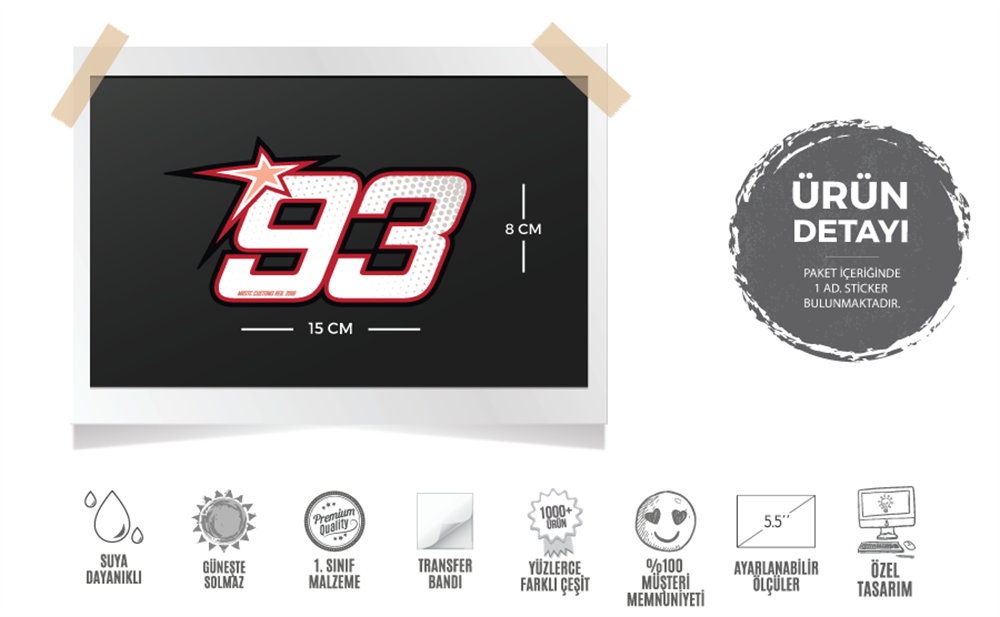 RFHLM160 Reflektif 93 Numara Etiketi Buyuk Boy