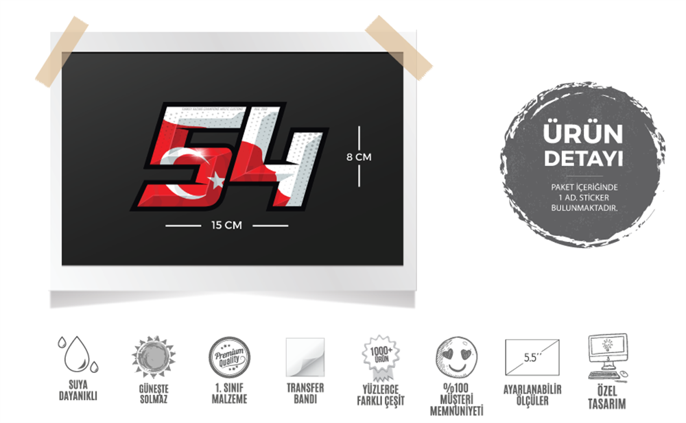 RFHLM161 Reflektif 54 Numara Etiketi Buyuk Boy