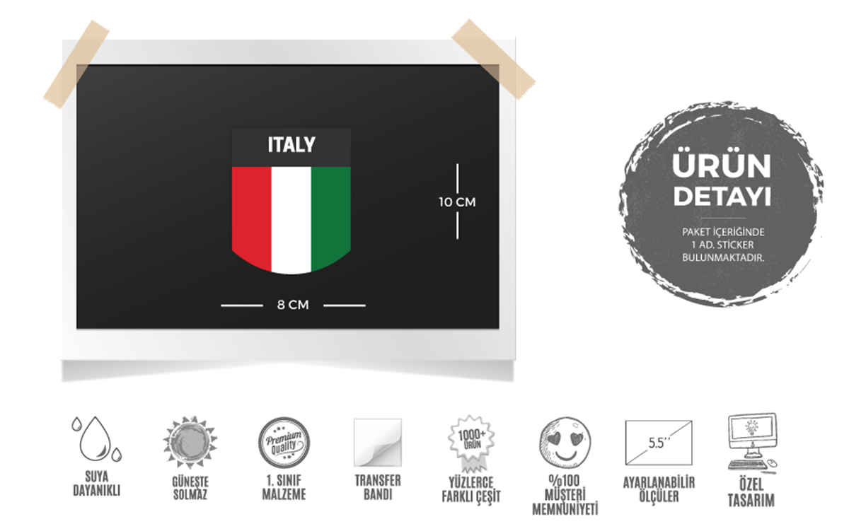 RFHLM177 Reflektif Italy Yazili Etiket