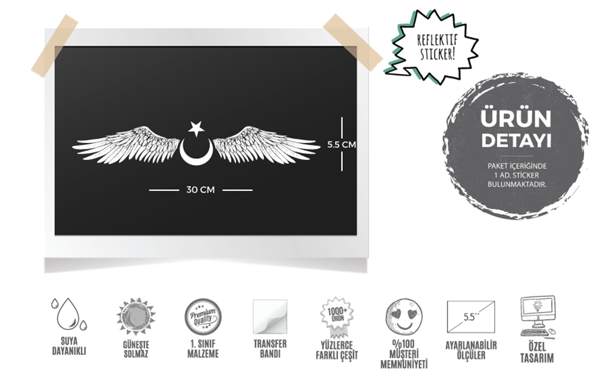 RFHLM181 Reflektif Kanatli Ay Yildiz Ozel Seri