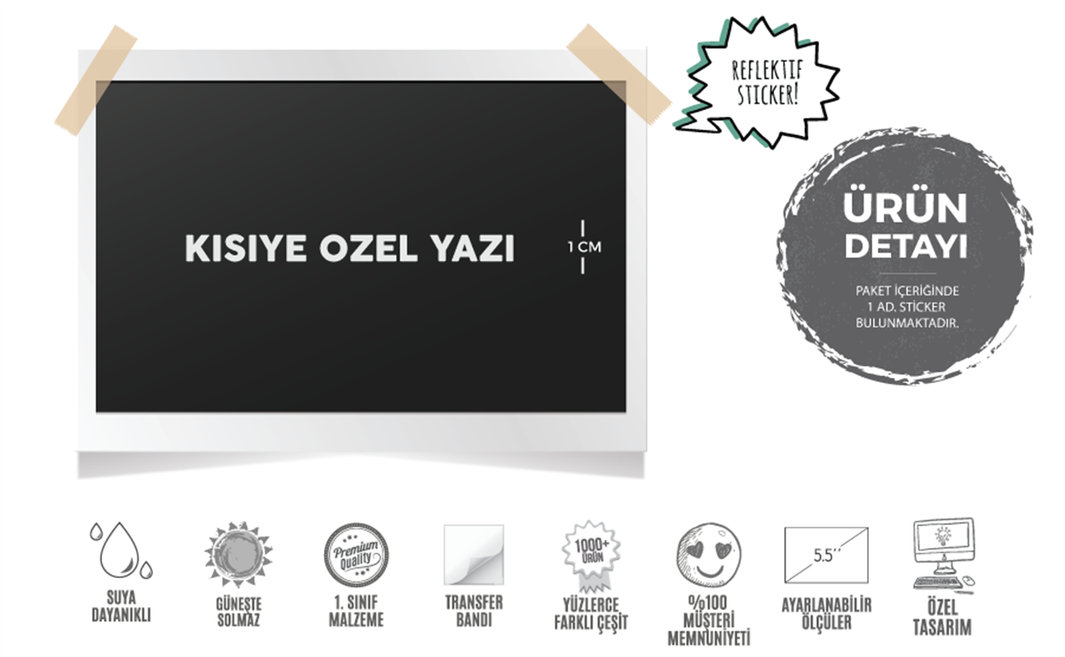 RFHLM190 Reflektif Kisisellestirilebilir Kask Vizoru Etiketi İkili Set