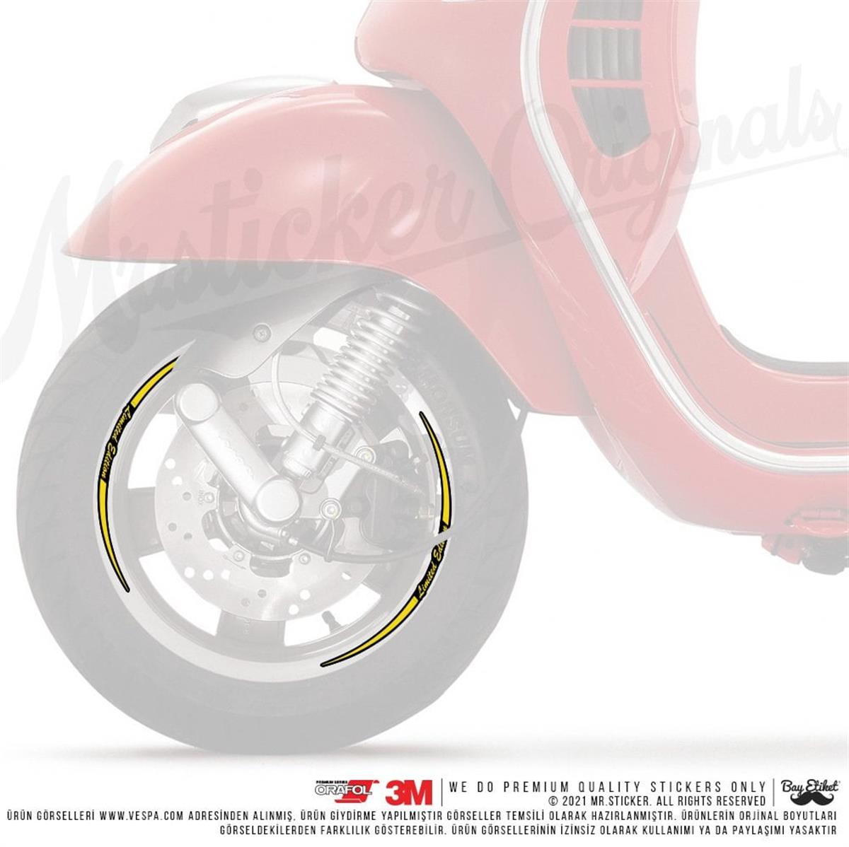 RFHLM226 Vespa Uyumlu Reflektif Limited Edition Yazili Jant Etiketi Ikili Set