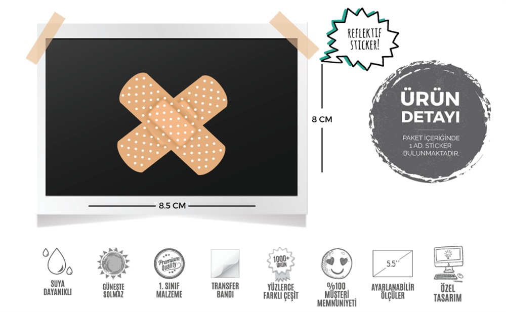 RFHLM39 Reflektif Yara Bandi Etiketi - Tek Parca