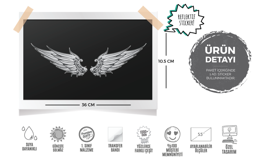 RFHLM46 Reflektif Melek Kanadi Etiketi - Ozel Seri