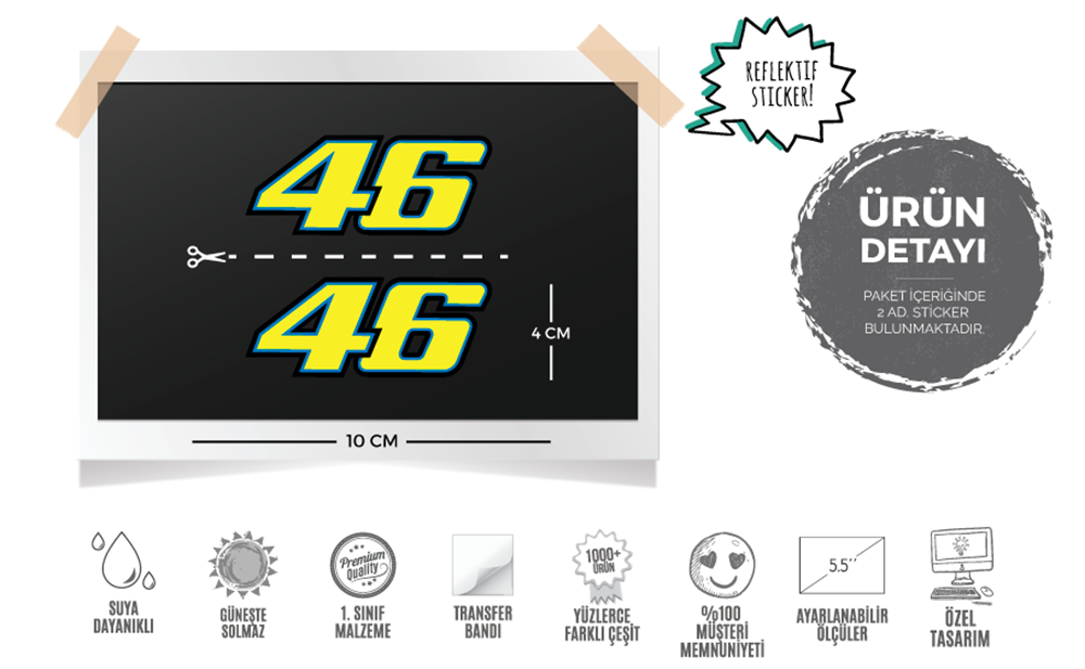 RFHLM51 Reflektif Rossi 46 Etiket Seti - 2li Set