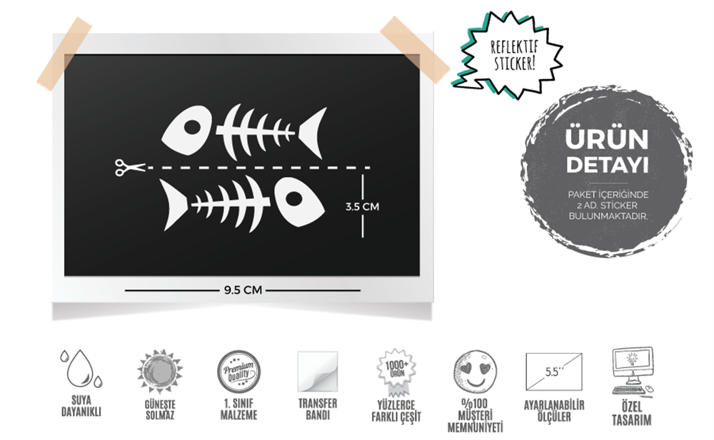 RFHLM60 Reflektif Balik Kilcigi Etiketi - Simetrik 2li Set