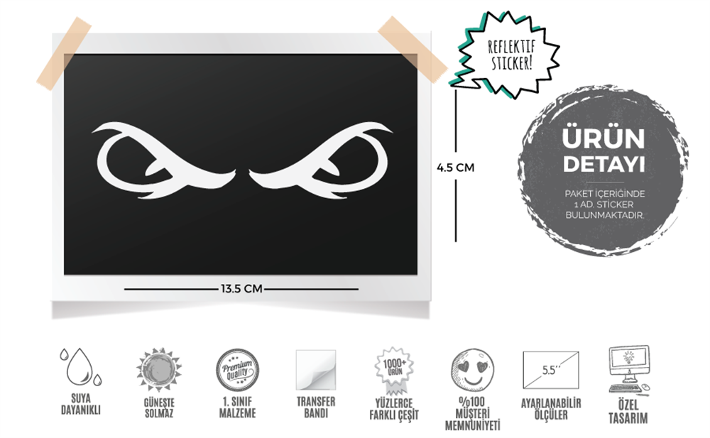 RFHLM7 Reflektif Kizgin Gozler Etiketi