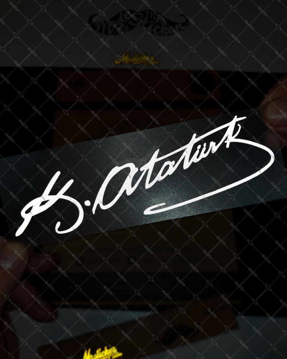 RFHLM71 Reflektif Mustafa Kemal Ataturk Imzasi Etiketi