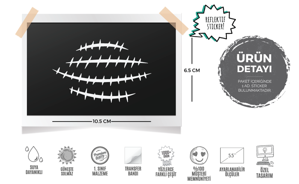 RFHLM79 Reflektif Yarik Dikis Efekti - 4lu Set
