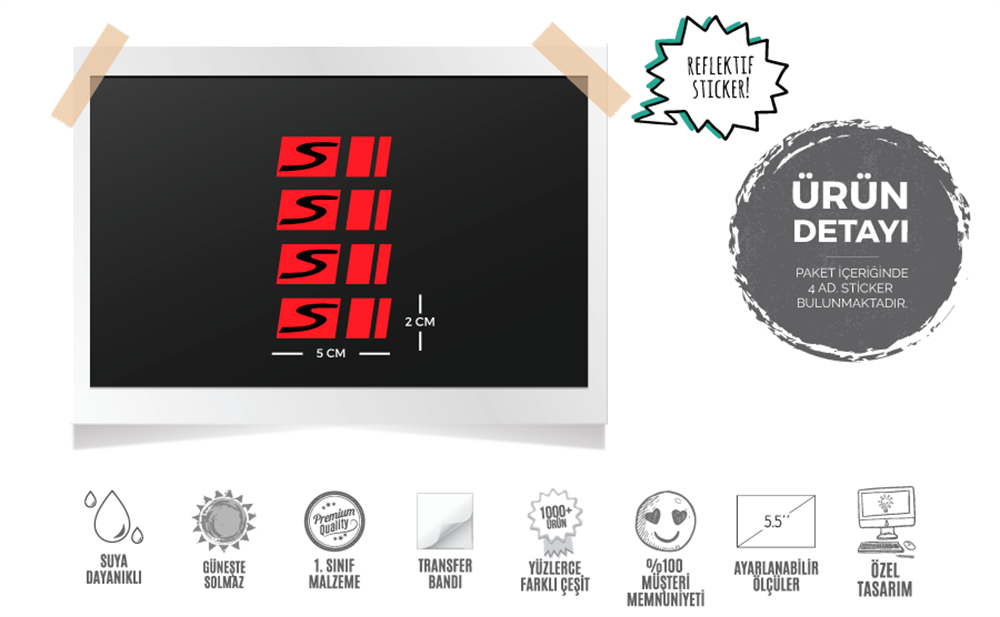 RFHLM83 Vespa Jant Sticker Seti - 4 ad Jant Uzeri Kirmizi Renk