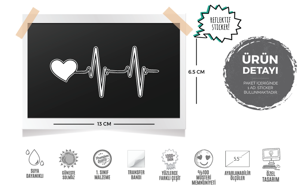 RFHLM86 Reflektif Kalp Ritm Etiketi