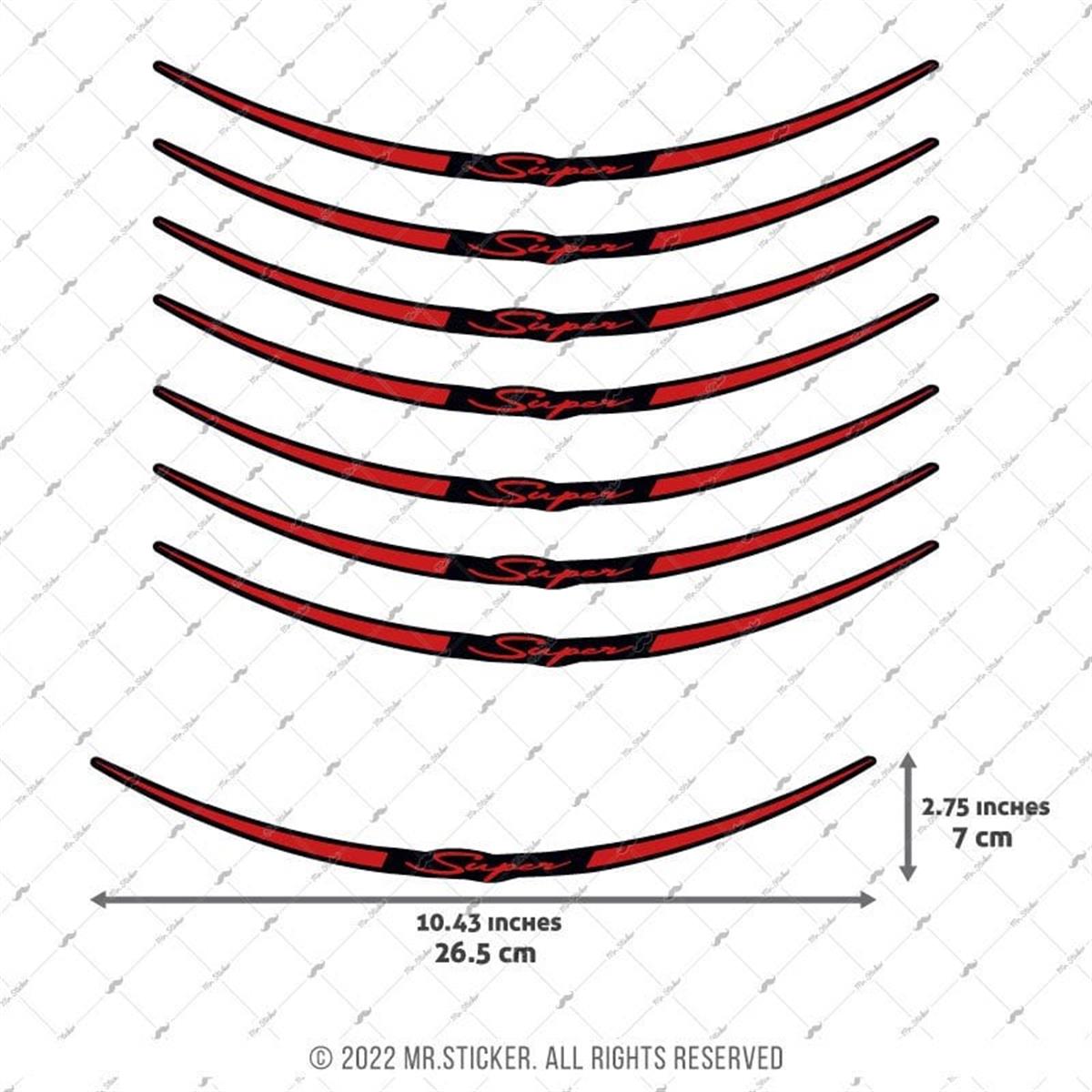 RFHLMBDL12 Avantaj Set Vespa Uyumlu Reflektif Super Yazili Jant Etiketi - Kirmizi Renk