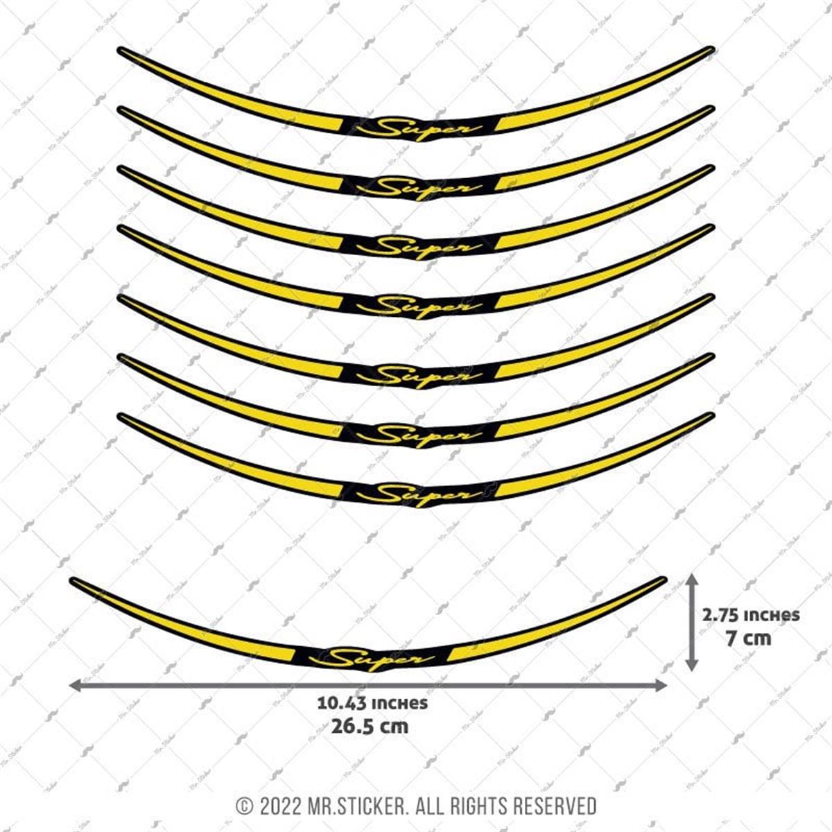 RFHLMBDL13 Avantaj Set Vespa Uyumlu Reflektif Super Yazili Jant Etiketi - Sari Renk