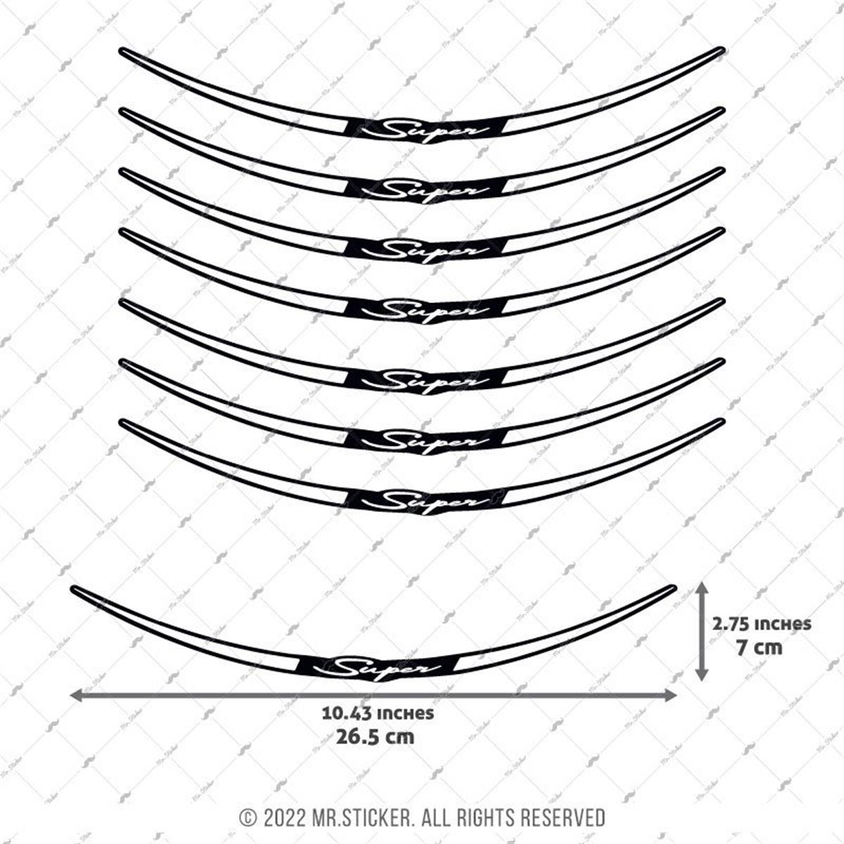 RFHLMBDL14 Avantaj Set Vespa Uyumlu Reflektif Super Yazili Jant Etiketi - Beyaz Renk