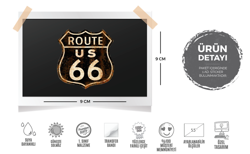 ROU2 Vintage Route 66 Etiketi