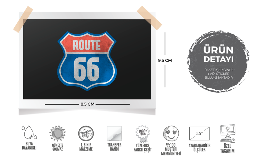 ROU4 Vintage Route 66 Etiketi