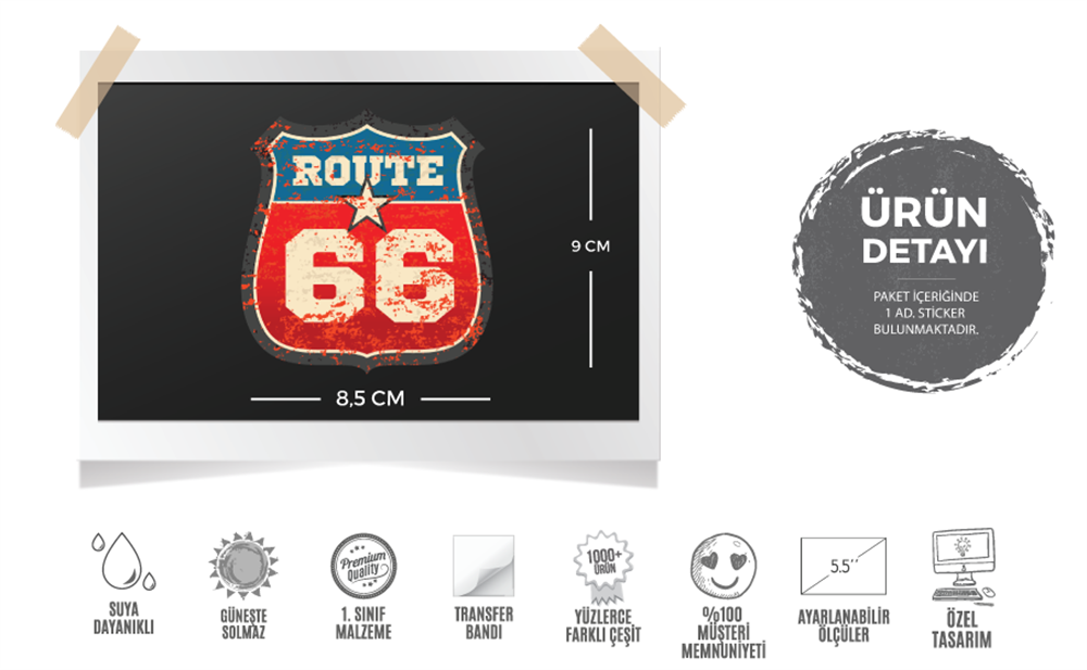 ROU8 Vintage Route 66 Etiketi